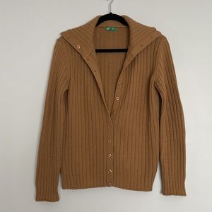 Benetton Italy Button Front Ribbed Sweater Buttoned Cardigan Sz L**
